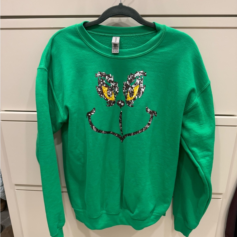 Gildan Green Sequin Face Women's Sweater